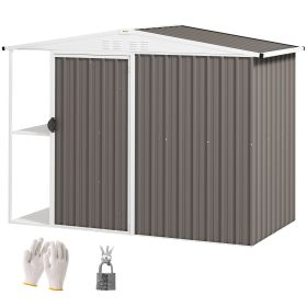 Outsunny 6' x 4' Outdoor Garden Shed, Metal Utility Shed with Air Vents and Lockable Door for Backyard Garden Patio, Warm Gray