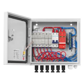 VEVOR Solar PV Combiner Box 6 String 15A for Solar Panel System Steel Case IP65