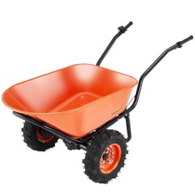 VEVOR Electric Wheelbarrow Cart, 500W Powered Utility Garden Wagon Dump Cart, 4.5 Cu. Ft. Load & 573 lbs Capacity with Metal Handle & 16" Track W