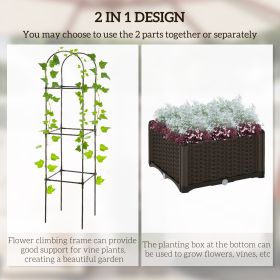 Raised Garden Bed with Trellis, Self-Watering Planter Box, 69.7" Tomato Planters for Climbing Plants Vegetable Vine Flowers