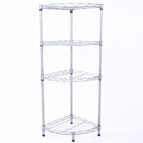 4Tier Wire Shelving Rack Metal Storage Shelf Unit For Laundry Bathroom Kitchen Pantry Closet (Option: Silver)