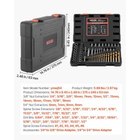 Screw Extractor Set With Drill Bits, 54 Pieces, Easy Out Nut Bolt Extractors And Drill Bits, With Adapters, Solid Storage Case, Cr-Mo Steel For R (Option: Black)