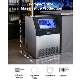 Commercial Ice Maker Machine, 300 Lbs/24h With 85 Lbs Storage Capacity, Built-in/Freestanding/Under Counter, Stainless Steel Ice Maker With LED D (Option: Black)