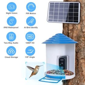 Smart Bird Feeder With Solar Powered Camera 1080P HD AI Identify PIR Motion Auto Capture Video Cloud Card Storage WiFi Connection App Control IP6 (Color: BirdFeederCamera)