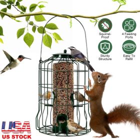 Outdoor Wild Bird Feeder Squirrel-Proof Chew-Proof Metal Hanging Seed Feeder With 4 Feeding Ports For Small Songbirds (Option: BirdFeeder)
