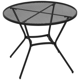 35" Round Outdoor Patio Bistro Dining Table, French Cafe Style, Conversation Space, Fast Drying Metal Mesh Tabletop for Garden, Backyard, Poolsi (Option: Black-1010x80x990 mm)