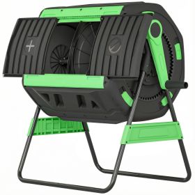 Compost Bin Outdoor, 53 Gal Dual Chamber Tumbling Composter with Adjustable Vents, BPA Free Tumbling Composter, Green (Option: Green-780x615x225 mm)