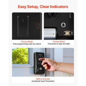 Keyless Entry Door Lock, Touchpad Electronic Deadbolt With IC Card, Customizable User Codes, Keyed Entry, Auto Lock, Anti-Peeking Password, Backl (Option: Black)