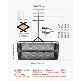 Compost Spreader, 44" Wide Peat Moss Spreader With Push/Tow Handle, 4 Heights Adjustable, Powder-Coated Steel Garden Peat Moss Roller, Heavy Duty (Option: Black)