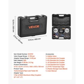 Turbo Boost Leak Tester Kit, Compatible With 3"/3.5"/4" Pipe, 0-150 PSI Valve Gauge & 0-60 PSI Adapter Gauge, Turbo System Leakage Tester Set Wit (Option: Black)