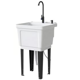 Portable 23-Gallon Utility Sink Laundry Tub for Washing Room, Freestanding Laundry Sink with Soap Dispenser, White (Option: White-530x500x390 mm)