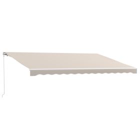 16'x10' Electric Retractable Awning Sunshade Shelter with Remote Controller & Crank Handle for Deck Balcony Yard, Cream (Option: Cream White-1970x300x250 mm)