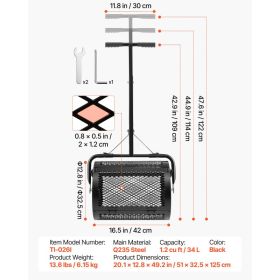 Compost Spreader, 16.5" Wide Peat Moss Spreader With T Shaped Handle, 3 Heights Adjustable, Powder-Coated Steel Garden Peat Moss Roller, Heavy Du (Option: Black)