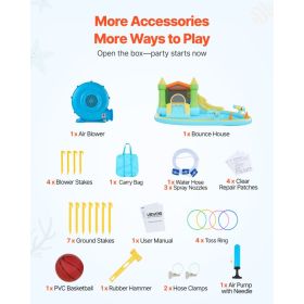 Inflatable Bounce House, 12.5 X 13.1 X 6.5 Ft Inflatable Bounce House Water Slide, Bouncer Castle With Castle Bounces, Basketball Hoop, Splash Po (Option: Black)