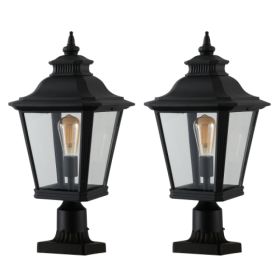 Outdoor Glass Pillar Headlights Support Many Types Of Bulbs-2 Packs Unavailable Platforms- Temu (Option: Black)