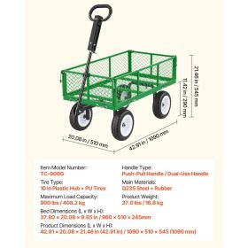 Garden Cart, 900 LBS, Heavy Duty Steel Yard And Garden Utility Wagon With 10-Inch Tires, Outdoor Gardening Stool With Adjustable Handle, Detachab (Option: Black)