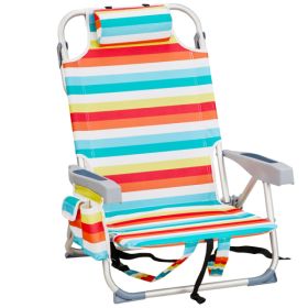 63x65x82cm Short Oxford Cloth Silver White Aluminum Tube Bearing Beach Chair Rainbow Stripes (Option: 26247790)