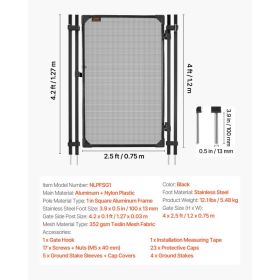 Pool Fence Gate, 4 X 2.5 Ft Inground Swimming Pool Fences Gate, Outdoor Security Fencing Door Kit With Metal Latch And Stopper, 352 Gsm Teslin PV (Option: Black)