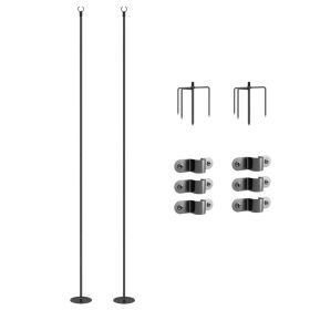 2 Pack Of 10' String Light Poles, Steel Hanging Lighting Stand For Patio, Backyard, Deck, Wedding, Party, Black (Option: Black)