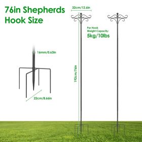 2 Packs Heavy Duty Double Shepherds Hook Bird Feeder Pole Garden Hanging Holder For Bird Feeder Garden Plant Lantern For Outdoor Garden Patio (Option: 76in)