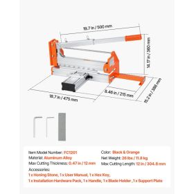 12 Inch Vinyl Floor Cutter, 12mm Thick Laminate Flooring Cutter With Upgraded Labor-Saving Aluminum-Alloy Lever, Telescoping Support Plate, Cuts (Option: Black)