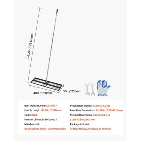 Updated Lawn Leveling Rake With Roller, 48'' X 10" Stainless Steel Lawn Leveler With 83.9'' Adjustable Handle, Heavy Duty Yard Leveling Rake, Eff (Option: Black)