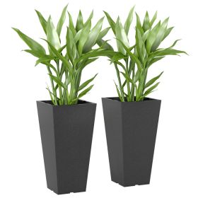23 Inch Tall Planters for Outdoor Plants, Set of 2 Plastic Flower Pots, for Front Door Patio Garden Use, Black (Option: Black-360x360x800 mm)