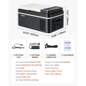 Car Refrigerator, DC 12/24V AC100-240V Compressor Electric Cooler, -4°F To 68°F Car Fridge With APP Control, 21 QT Cars Freezer For RVs, Campsite (Option: Black)