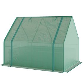 4 x 3 x 3ft Raised Garden Bed with Mini Greenhouse, Galvanized Raised Garden Bed with Cover, Green and Dark Gray (Option: Green and Dark Gray-1175x335x80 mm)