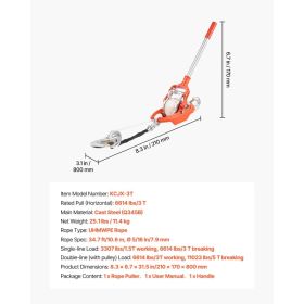 Rope Puller, 6614 Lbs Pulling Capacity, Heavy Duty Ratchet Power Puller Tool With 35 Ft Of 0.3 In Diameter Rope & 2 Hooks, Come Along Winch For T (Option: Black)