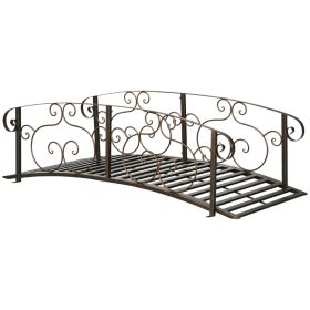 6' Metal Arch Backyard Garden Bridge, Safety Siderails, Arc Footbridge for Backyard Creek, Stream, Pond, Bronze (Option: Bronze-1040x860x180 mm)