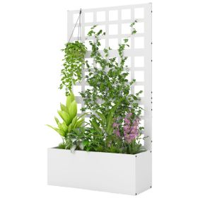 Galvanized Raised Garden Bed Planter Box with Trellis for Climbing Plants, Vegetable, Vines, 24" x 9" x 44.5", White (Option: White-685x150x410 mm)