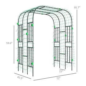 Garden Arch Trellis, 8 FT Tall Metal Plant Trellis Support With Climbing Net, Cucumber Trellis For Climbing Plants (Option: Black)