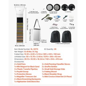 Highbanker Gold Panning Kit, 50" 3-in-1 Folding High Banker Gold Sluice Box, 26 PCS Portable Mining Equipment Prospecting Kit With Gold Pans, Cla (Option: Black)