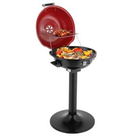 Electric BBQ Grill With Stand, Portable Double Layer Indoor-Outdoor Electric Grill For Indoor & Outdoor Use, 1600W, Red (Option: Default)