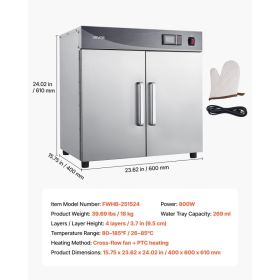 Electric Hot Box Food Warmer, 4-Tier Commercial Warming Cabinet With Water Tray, Double-Door And Adjustable Shelves, Stainless Steel Food Warmer (Option: Black)