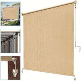 Outdoor Sun Shade Screen for Patio Gazebo Porch Cordless Roll Up Design UV Protection Roller Blind for Deck Balcony Backyard Garden Pergola Priva (Color: Sesame, size: 72*96inch)