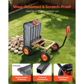 Garden Dump Cart, 1500 Lbs Poly Dump Cart, Garden Carts Dumps Wagon With 90° Quick-Dumps Mechanism, Adjustable Handle, 270° Flexible Rotating Bea (Option: Black)