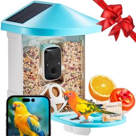 Smart Bird Feeder With Camera 2K HD AI Identify Bird Species Solar-Powered (Option: Multicolor)