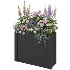 Raised Garden Bed Galvanized Planter Box Outdoor with Gloves for Gardening Vegetables, Flower, Herb, 2.6 x 1 x 2 ft, Black (Option: Black-800x650x100 mm)