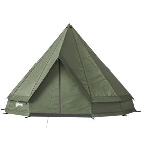 Teepee Tent Waterproof Camping Tent with Stove Jack for 4-6 People for Outdoor Camping Hiking Army Green (Option: Green-250x250x730 mm)