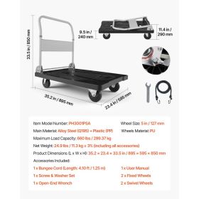 Foldable Push Cart Dolly, 660 Lbs Capacity, Folding Platform Truck With Swivel Wheels, Moving Platform Hand Truck Flatbed Cart, Space Saving Push (Option: Black)