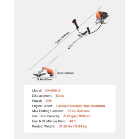 Cordless String Trimmer, 52 Cc 2-Stroke, Gas Powered Weed Wacker, 17" Cordless Grass Trimmer, Multi-Functional Lawn Edger With Shoulder Strap & 3 (Option: Black)