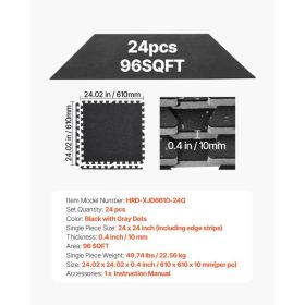 Puzzle Exercise Mat, 24 PCS Fitness Equipment Mats, 24 X 24 X 0.4 In, High-Density EVA Foam Mats Set, Interlocking Rubber Soft Tiles, Protective (Option: Black)