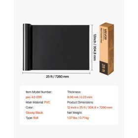 Heat Transfer Vinyl, 12 In X 25 Ft, Glossy Black HTV Iron On Vinyl Roll, Easy To Cut And Weed, Strong Adhesion, Compatible With Cutting Machines, (Option: Default)