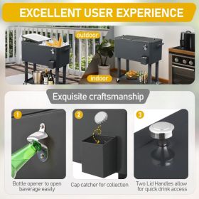 87.5X91X38.5cm 80QT Rectangular Plastic Box Iron Foot Tube Refrigeration And Insulation Cart Dark Grey (Option: defaulttitle)