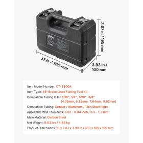 Professional Brake Line Flaring Tool, 45 Degree Double Flare Bubble Flare Tool Kit For 3/16", 1/4", 5/16", 3/8" Copper Aluminum Thin Steel Tubes (Option: Black)