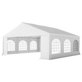 20' x 20' Heavy-duty Large Wedding Tent, Outdoor Carport Garage Party Tent, Patio Gazebo Canopy with Sidewall, White (Option: White-2055x310x130 mm)