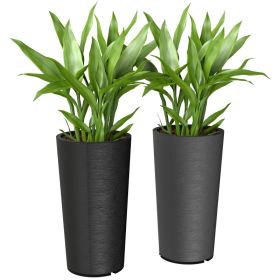 29 Inch Outdoor Planter, Set of 2 Plastic Flower Pots, Weather and UV Resistant Stackable Large Planters, Black (Option: Black-430x430x900 mm)