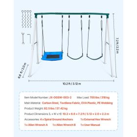 Swing Set For Backyard, 45 X 30 In Swing Seat And Two Belt Seats, With Heavy Duty A-Frame Metal Stand, 700 Lbs Load Capacity, Reinforced With Spi (Option: Black)